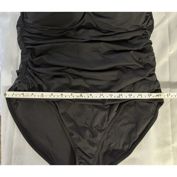 Anne Cole 1 Piece Black Swimsuit Bathing Suit Removable Strap Size 16 - Picture 9 of 9